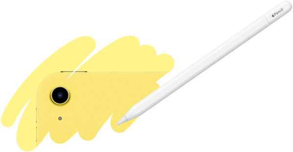 Apple Pencil Strich enthüllt die Rückseite des iPad und zeigt die Rückkamera.